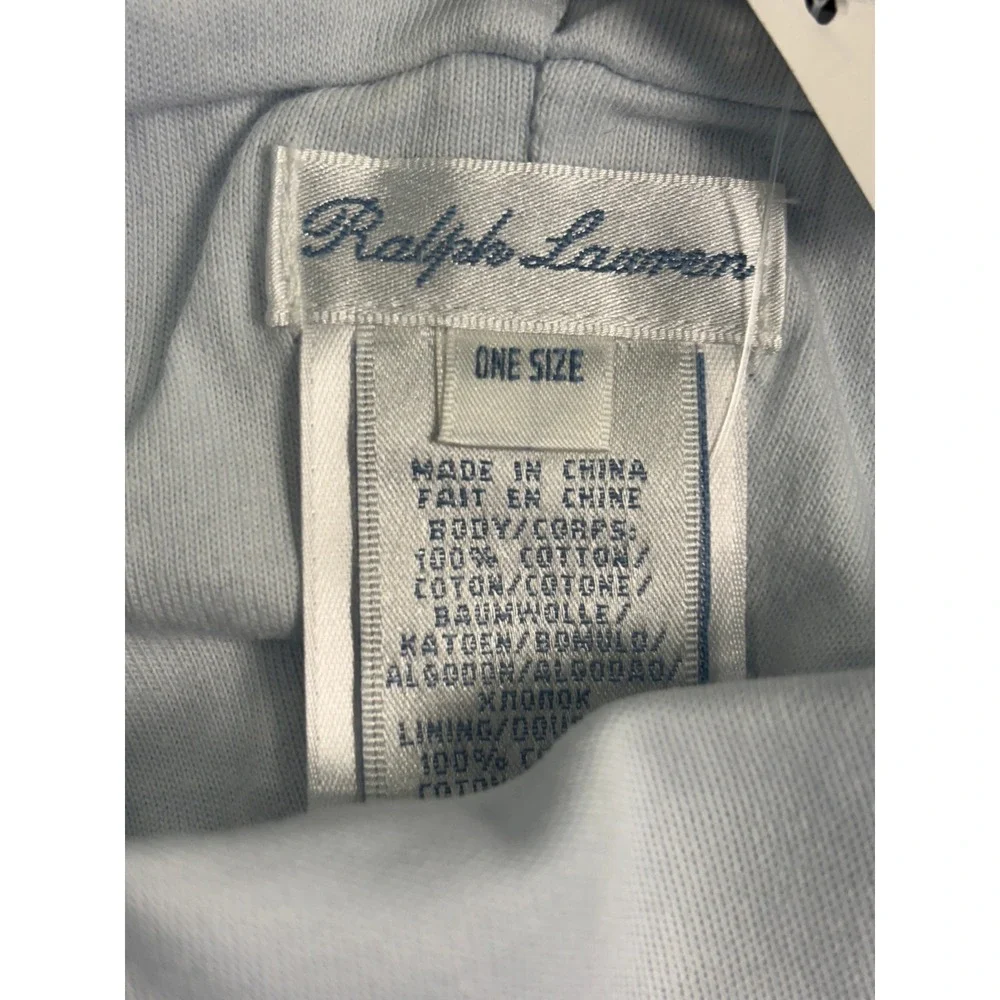 Ralph Lauren Layette Baby Beanie Hat‎ Light Blue Cotton Pony Logo One Size NWT